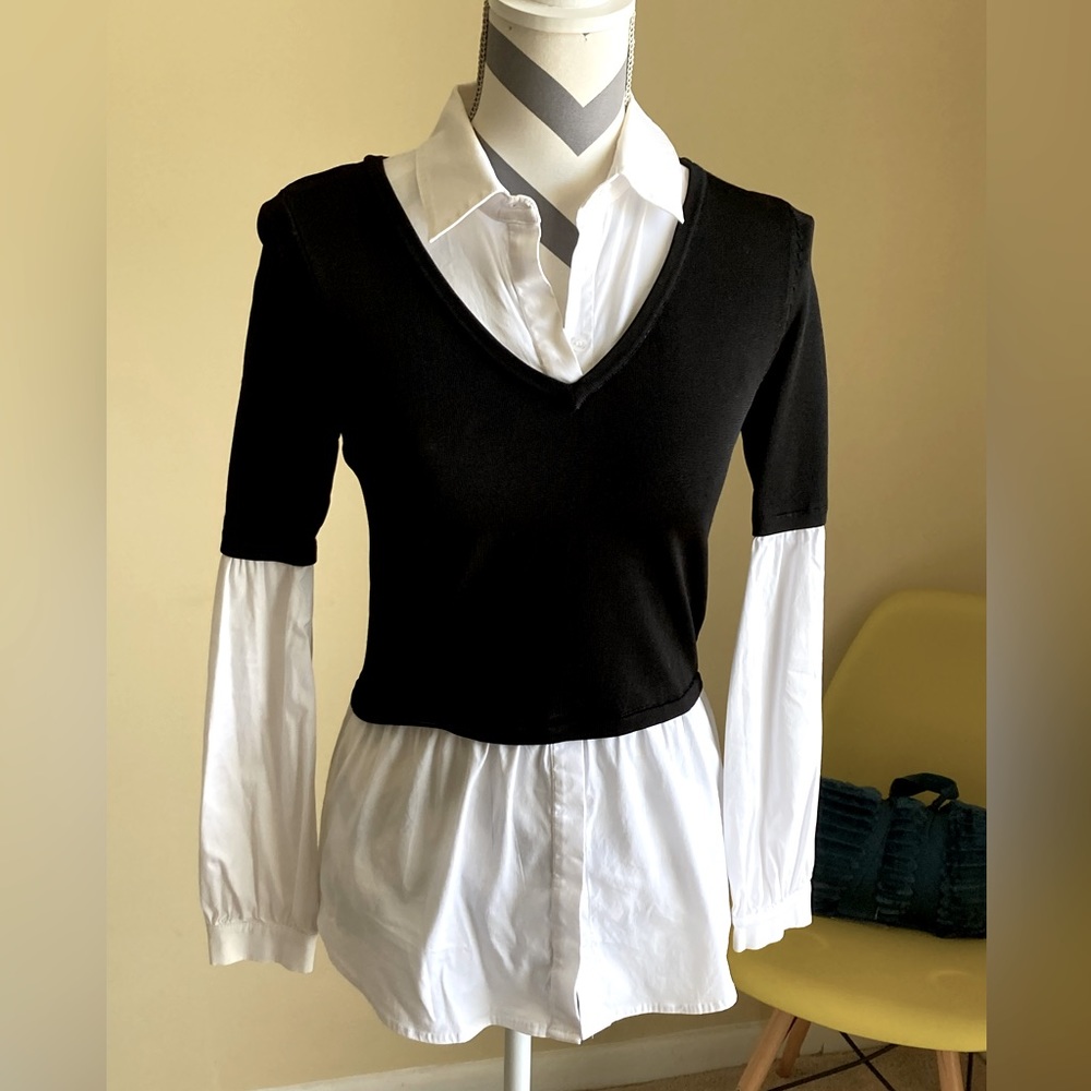 Layered style one piece sweater blouse